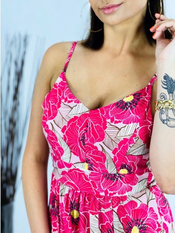 Dámske dlhé ružové šaty s viazním na chrbte