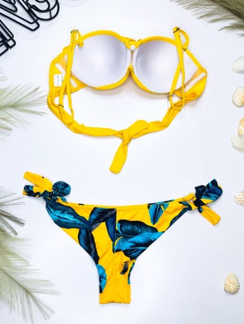 Dámske žlté dvojdielne plavky s volánmi