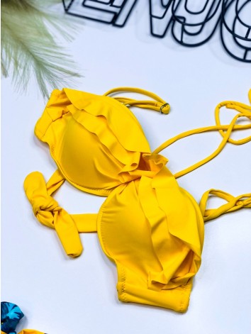 Dámske žlté dvojdielne plavky s volánmi