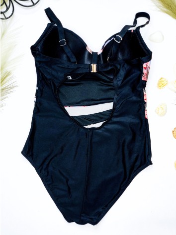 Dámske celé čierne kvetované plavky