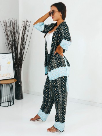 Dámsky čierny komplet kimono + nohavice