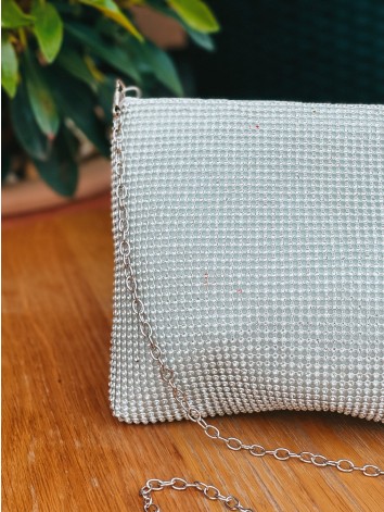 Dámska strieborná elegantná trblietavá kabelka Shine