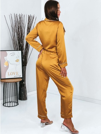 Dámsky horčicový saténový komplet - saténové pyžamo