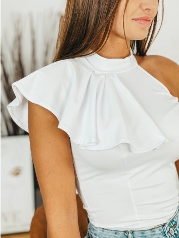 Dámske biele body s volánom