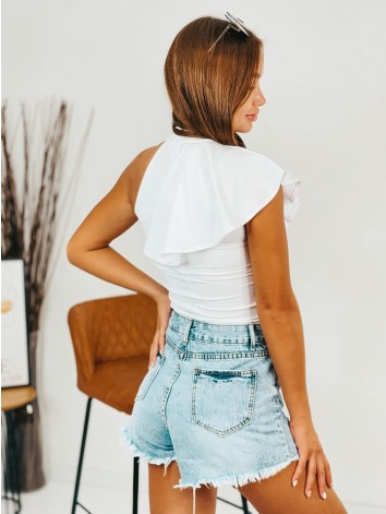 Dámske biele body s volánom