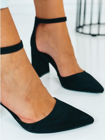 Dámske čierne sandále s hrubým opätkom Meraja