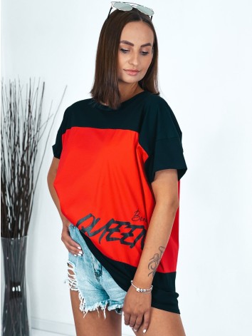 Dámske predĺžené čierno-červené tričko Beauty QUEEN