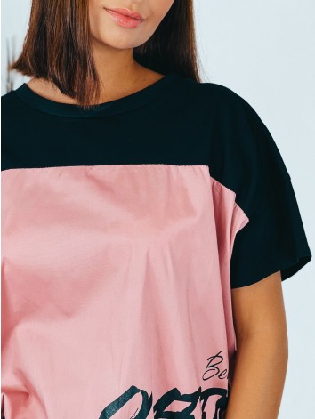 Dámske predĺžené čierno-ružové tričko Beauty QUEEN