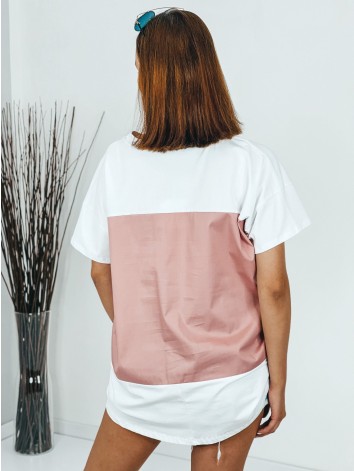 Dámske predĺžené bielo-ružové tričko Beauty QUEEN