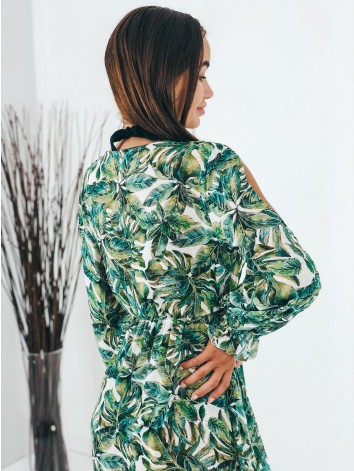 Dámske dlhé zelené kimono s viazním v páse