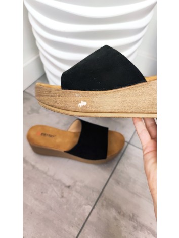 Čierne šľapky na platforme Loma - KAZOVÉ