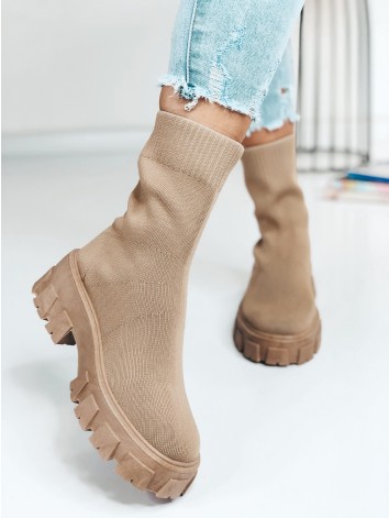 Dámske béžové naťahovacie čižmy