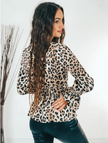 Dámska leopardia blúzka s dlhým rukávom