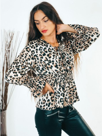 Dámska leopardia blúzka s dlhým rukávom