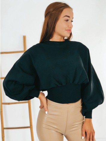 Dámsky čierny sveter s balónovými rukávmi