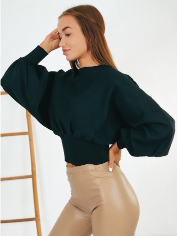 Dámsky čierny sveter s balónovými rukávmi