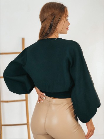 Dámsky čierny sveter s balónovými rukávmi