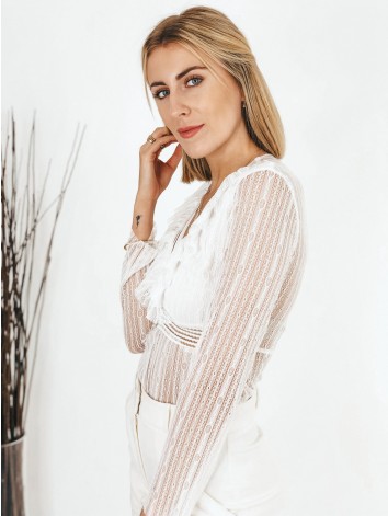 Dámske biele čipkované body s volánikmi