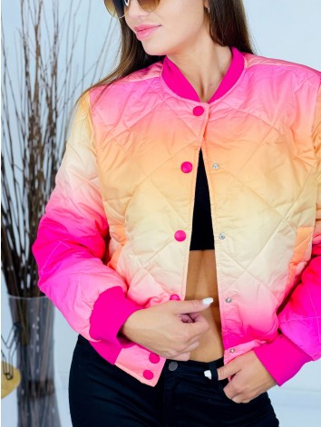 Dámska krátka ružovo-oranžová vesta s dlhým rukávom