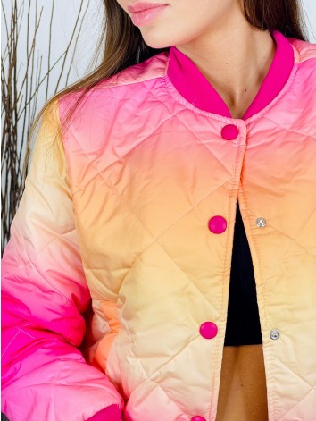 Dámska krátka ružovo-oranžová vesta s dlhým rukávom