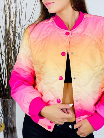 Dámska krátka ružovo-oranžová vesta s dlhým rukávom