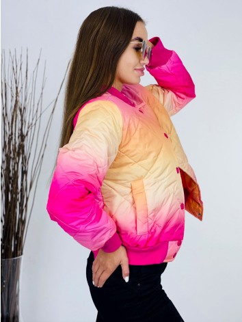 Dámska krátka ružovo-oranžová vesta s dlhým rukávom