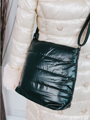 Dámska čierna šušťáková crossbody kabelka