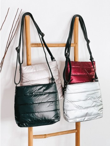 Dámska zlatá metalická šušťáková crossbody kabelka