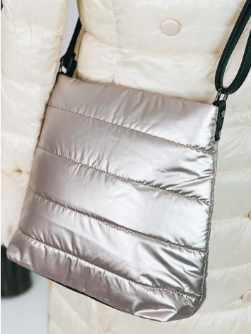 Dámska zlatá metalická šušťáková crossbody kabelka