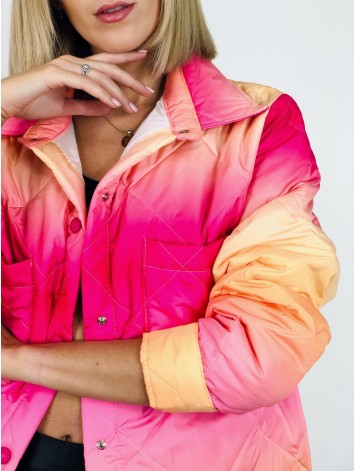 Dámska prechodná ružovo-oranžová dúhová bunda