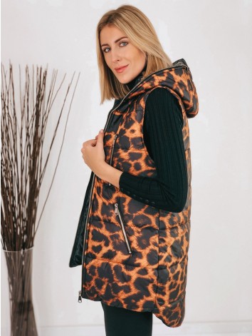 Dámska leopardia predĺžená vesta bez rukávov