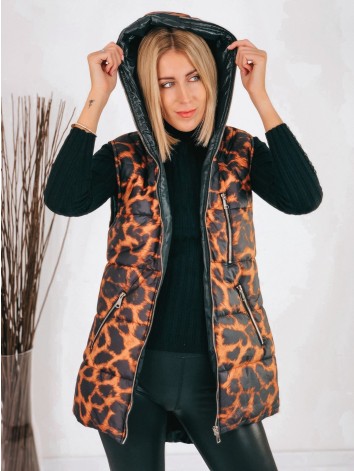Dámska leopardia predĺžená vesta bez rukávov