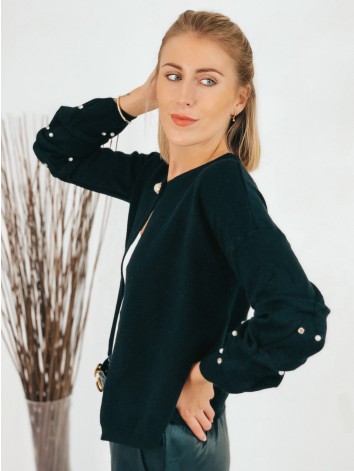 Dámske čierne bolerko s ozdobnými perlami