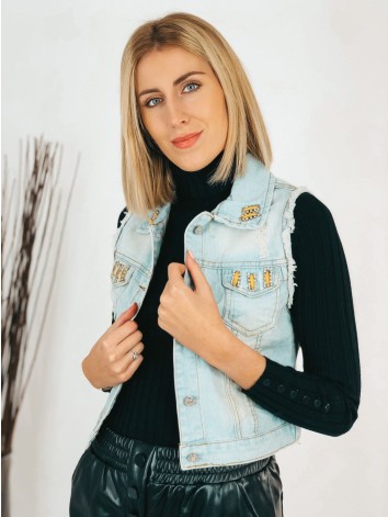 Dámska krátka modrá rifľová vesta