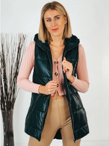 Dámska čierna predĺžená vesta bez rukávov