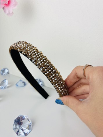 Dámska hnedo-zlatá čelenka s korálikmi