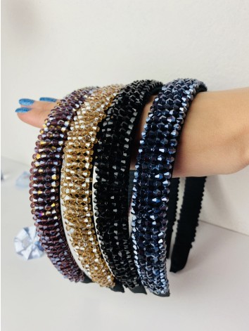 Dámska hnedo-zlatá čelenka s korálikmi