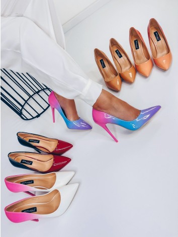 Dámske lakované ombre modro-ružové lodičky