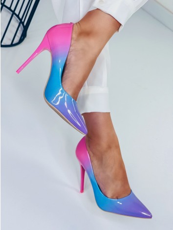 Dámske lakované ombre modro-ružové lodičky