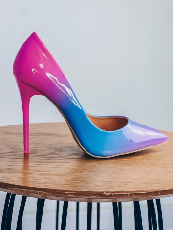Dámske lakované ombre modro-ružové lodičky