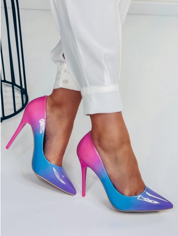 Dámske lakované ombre modro-ružové lodičky