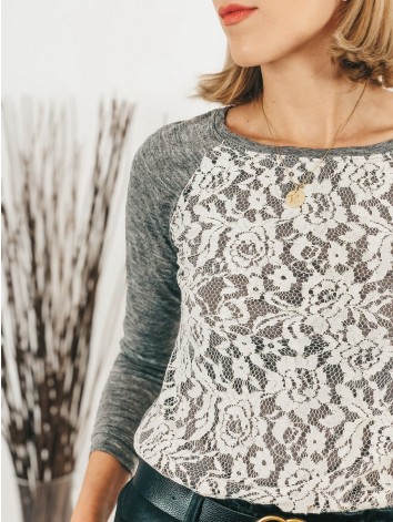 Dámske sivé svetríkové tričko