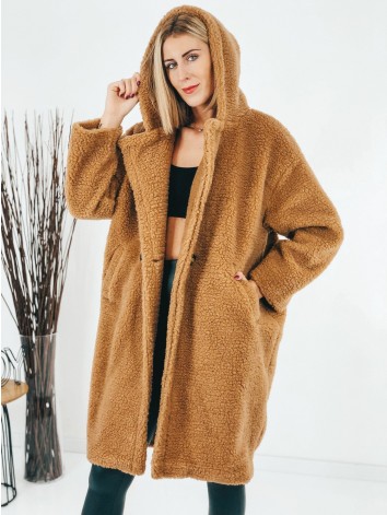Hnedý Teddy kabát s kapucňou