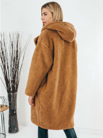 Hnedý Teddy kabát s kapucňou