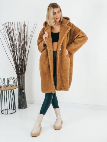 Hnedý Teddy kabát s kapucňou