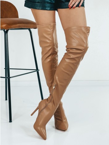 Exkluzívne hnedé matné čižmy nad kolená