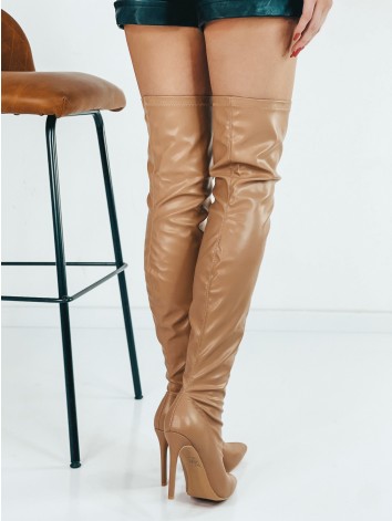 Exkluzívne hnedé matné čižmy nad kolená