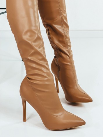 Exkluzívne hnedé matné čižmy nad kolená