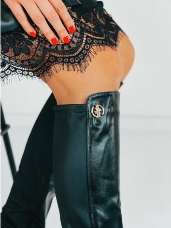 Dámske vysoké čierne čižmy pod kolená