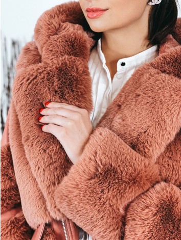 Exkluzívna staroružová kožušinová bunda s kapucňou